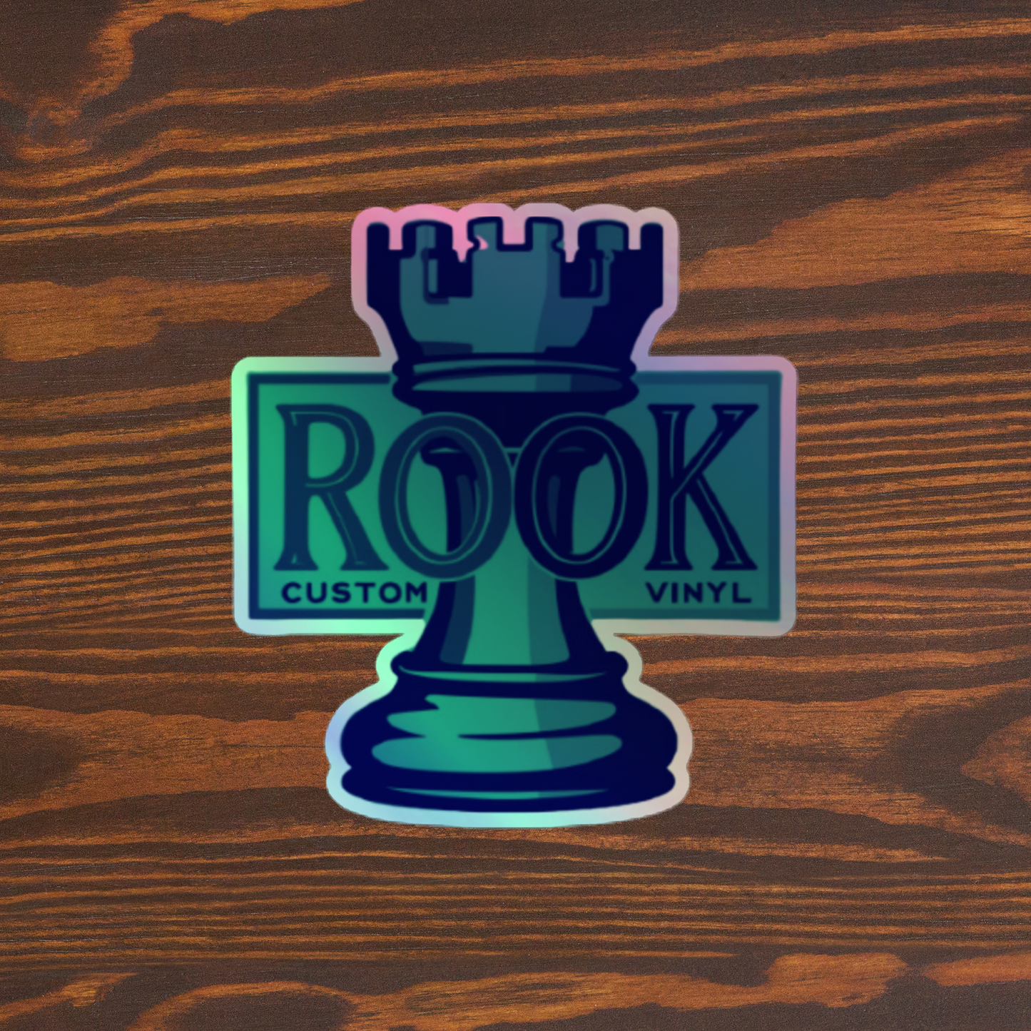 Holographic Hot-Embossed Rook Custom Vinyl Logo Sticker