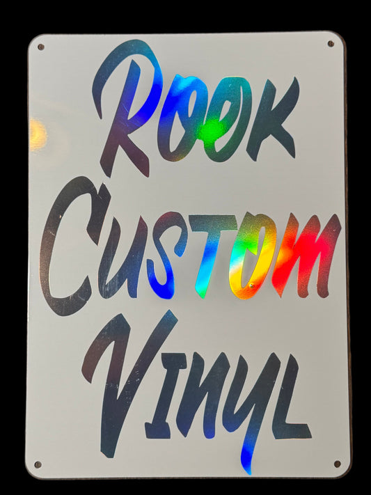Custom Vinyl Hanging Metal Sign with Your Design + Pre-Drilled Holes