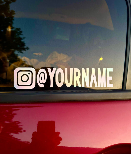 Custom Social Media Handle Permanent Vinyl Decal with Personalization for Car Windows and Mirrors
