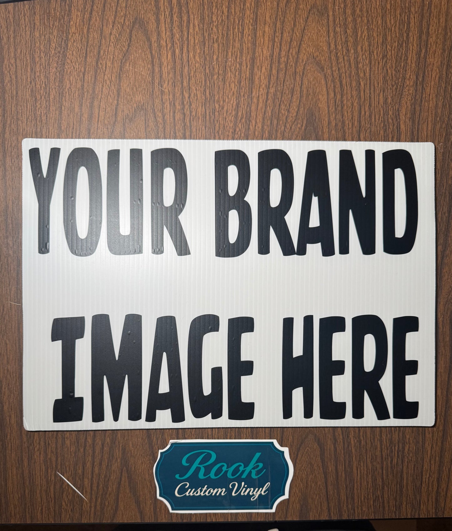 Custom Vinyl Hanging Metal Sign with Your Design + Pre-Drilled Holes