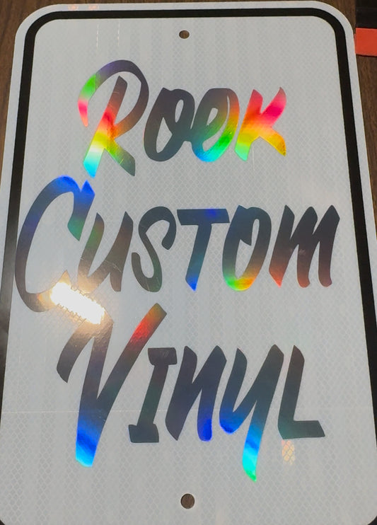 Custom Vinyl Hanging Metal Sign with Your Design + Pre-Drilled Holes