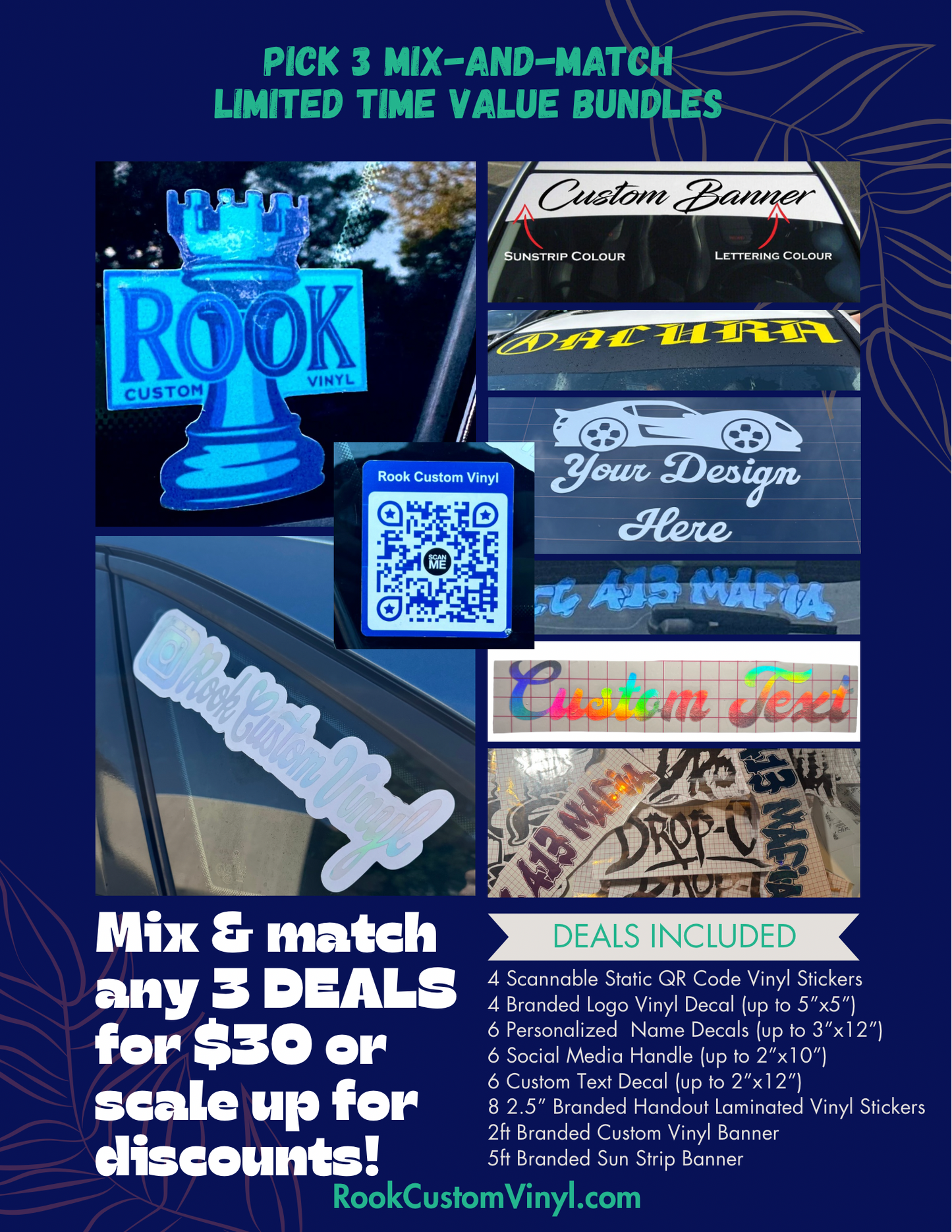 Pick 3 Variety Custom Decal Starter Pack - Bundle & SAVE (See Options In Description!)
