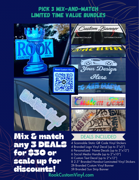 Pick 3 Variety Custom Decal Starter Pack - Bundle & SAVE (See Options In Description!)