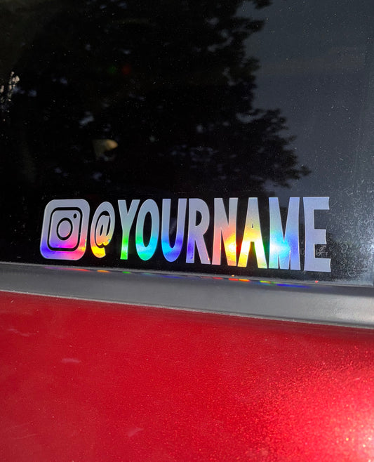 Custom Social Media Handle Permanent Vinyl Decal with Personalization for Car Windows and Mirrors